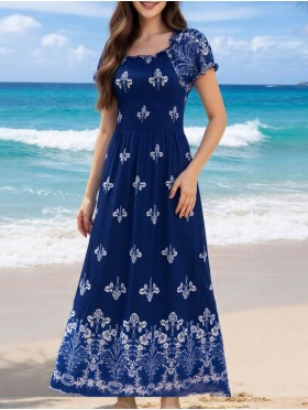 Floral Print Short Sleeved Summer Dress